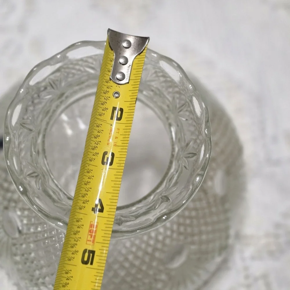 Vintage‎ Ruffle Top Cut Crystal Lamp Shade Replacement Diamond Pattern Elegant
